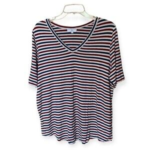 Universal Standard for J.Crew Jersey V-Neck Striped T-shirt - Size Large